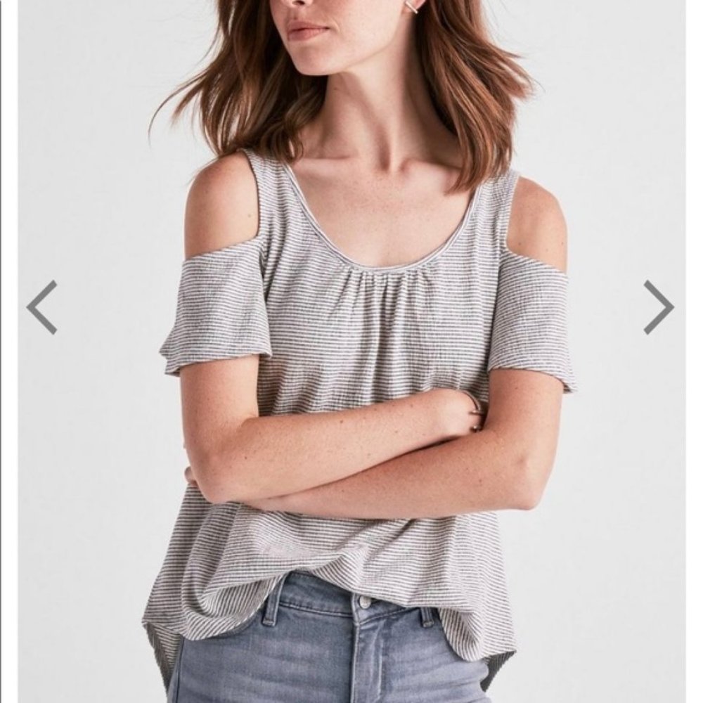 Lucky Brand Cold Shoulder Striped Top